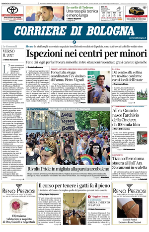 Prima pagina Corriere di Bologna di oggi - Quotidiano regionale