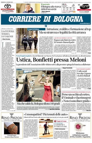 Prima pagina Corriere di Bologna di oggi - Quotidiano regionale