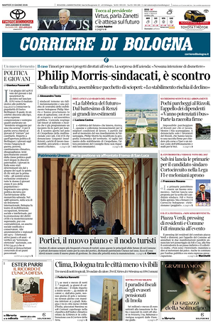 Prima pagina Corriere di Bologna di oggi - Quotidiano regionale
