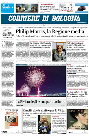 Prima pagina Corriere di Bologna di oggi - Quotidiano regionale
