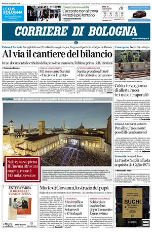 Prima pagina Corriere di Bologna di oggi - Quotidiano regionale