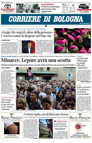 Prima pagina Corriere di Bologna di oggi - Quotidiano regionale