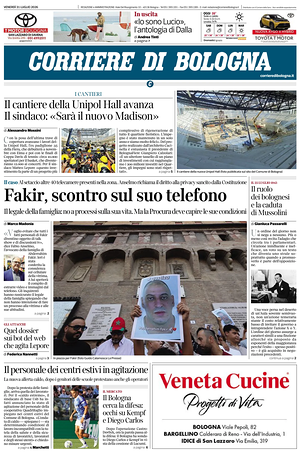 Prima pagina Corriere di Bologna di oggi - Quotidiano regionale