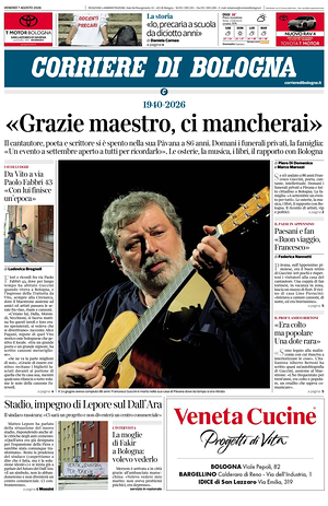 Prima pagina Corriere di Bologna di oggi - Quotidiano regionale