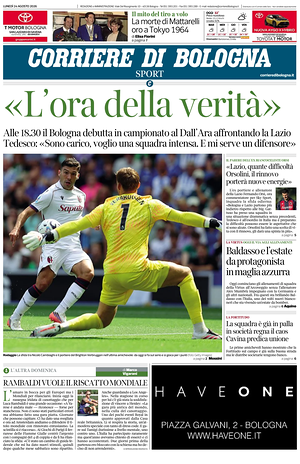 Prima pagina Corriere di Bologna di oggi - Quotidiano regionale