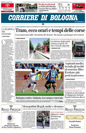 Prima pagina Corriere di Bologna di oggi - Quotidiano regionale