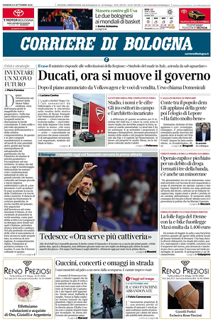 Prima pagina Corriere di Bologna di oggi - Quotidiano regionale