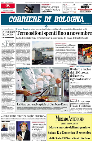 Prima pagina Corriere di Bologna di oggi - Quotidiano regionale