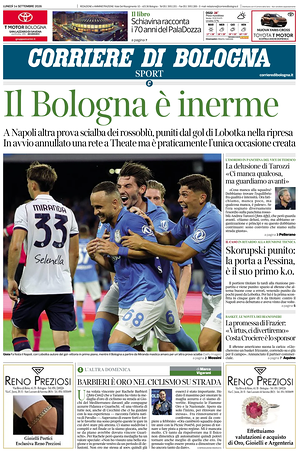 Prima pagina Corriere di Bologna di oggi - Quotidiano regionale