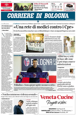 Prima pagina Corriere di Bologna di oggi - Quotidiano regionale