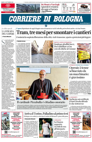 Prima pagina Corriere di Bologna di oggi - Quotidiano regionale