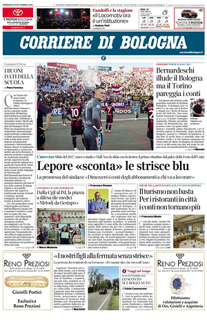 Prima pagina Corriere di Bologna di oggi - Quotidiano regionale