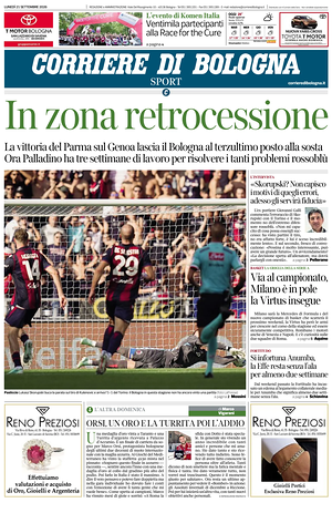Prima pagina Corriere di Bologna di oggi - Quotidiano regionale
