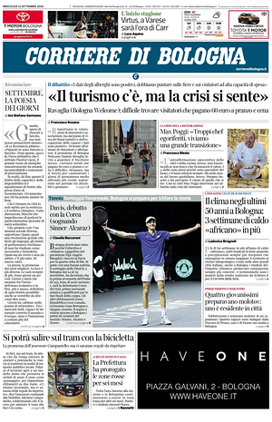 Prima pagina Corriere di Bologna di oggi - Quotidiano regionale