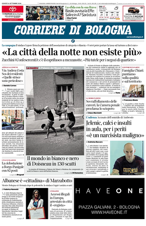 Prima pagina Corriere di Bologna di oggi - Quotidiano regionale