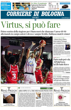 Prima pagina Corriere di Bologna di oggi - Quotidiano regionale