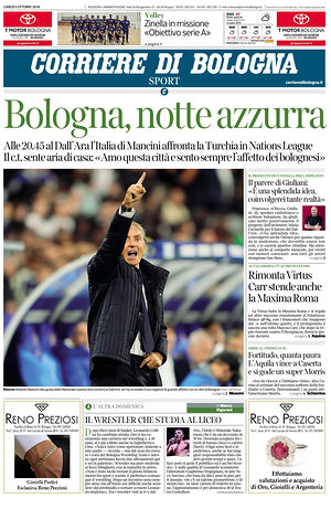 Prima pagina Corriere di Bologna di oggi - Quotidiano regionale