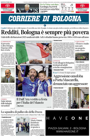 Prima pagina Corriere di Bologna di oggi - Quotidiano regionale