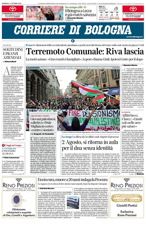 Prima pagina Corriere di Bologna di oggi - Quotidiano regionale