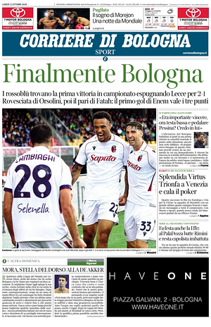 Prima pagina Corriere di Bologna di oggi - Quotidiano regionale