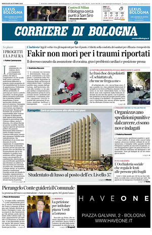 Prima pagina Corriere di Bologna di oggi - Quotidiano regionale
