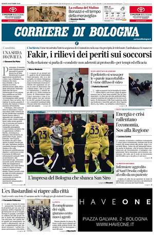 Prima pagina Corriere di Bologna di oggi - Quotidiano regionale