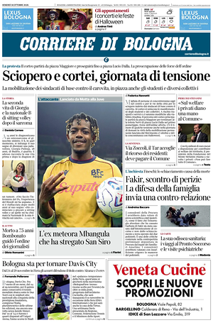 Prima pagina Corriere di Bologna di oggi - Quotidiano regionale