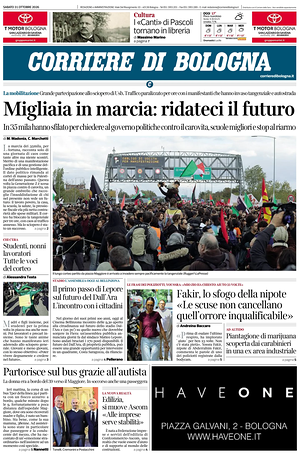 Prima pagina Corriere di Bologna di oggi - Quotidiano regionale