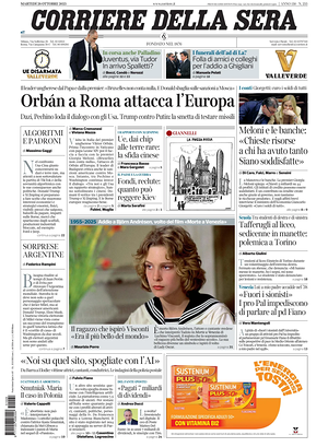 Corriere della Sera prima pagina