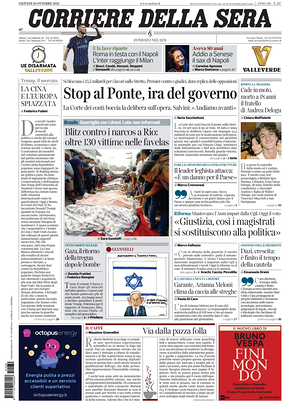 Corriere della Sera prima pagina