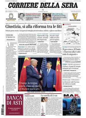 Corriere della Sera prima pagina