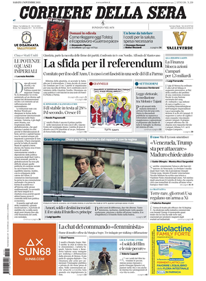 Corriere della Sera prima pagina