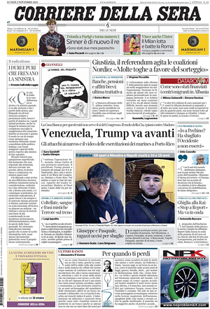 Corriere della Sera prima pagina