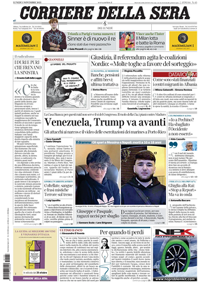 Corriere della Sera prima pagina