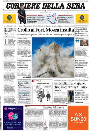 Corriere della Sera prima pagina