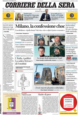 Corriere della Sera prima pagina