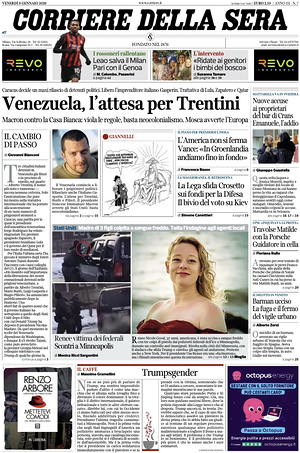 Corriere della Sera prima pagina