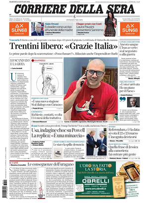 Corriere della Sera prima pagina