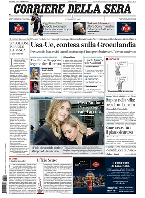 Prima pagina Corriere della Sera di oggi - Quotidiano nazionale