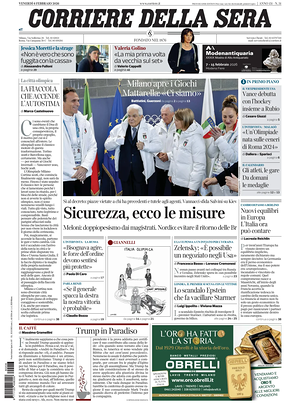 Prima pagina Corriere della Sera di oggi - Quotidiano nazionale