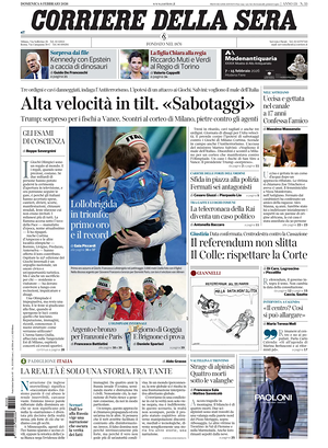 Prima pagina Corriere della Sera di oggi - Quotidiano nazionale