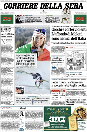 Corriere della Sera prima pagina