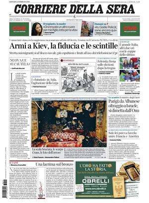 Corriere della Sera prima pagina