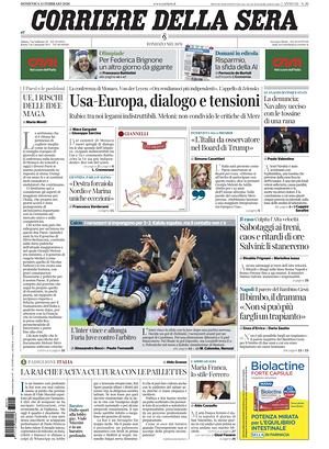Prima pagina Corriere della Sera di oggi - Quotidiano nazionale
