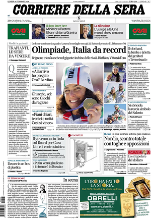 Corriere della Sera prima pagina