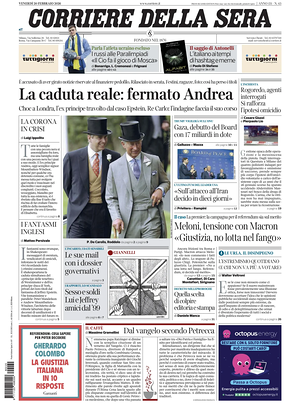Prima pagina Corriere della Sera di oggi - Quotidiano nazionale