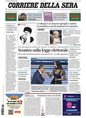 Prima pagina Corriere della Sera di oggi - Quotidiano nazionale