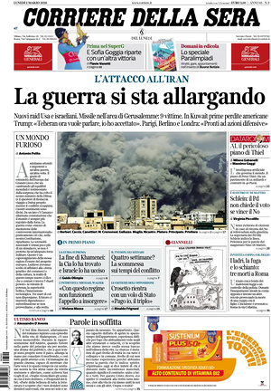 Corriere della Sera prima pagina