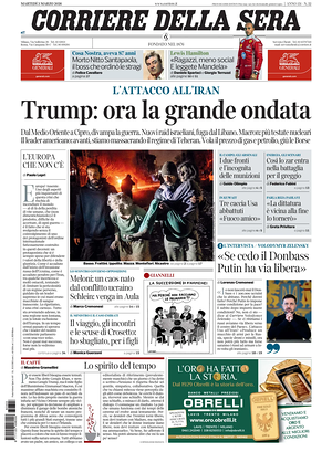 Prima pagina Corriere della Sera di oggi - Quotidiano nazionale