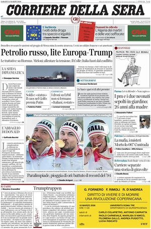 Corriere della Sera prima pagina